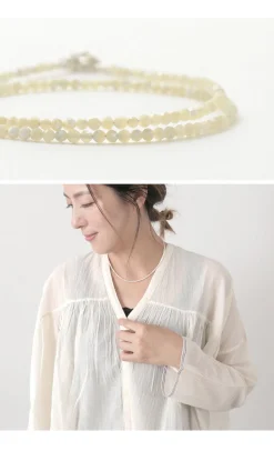 PHADUA Anklets^/ Mother of Shell 2mm Cut Beads Necklace/Anklet white