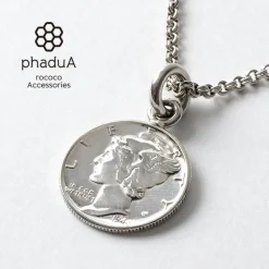 PHADUA Necklaces^/ Old coin pendant top US 1 dime silver