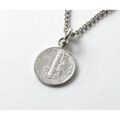 PHADUA Necklaces^/ Old coin pendant top US 1 dime silver