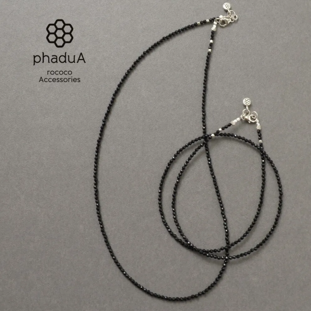 PHADUA Anklets^/ Onyx (2mm) cut bead necklace/anklet black
