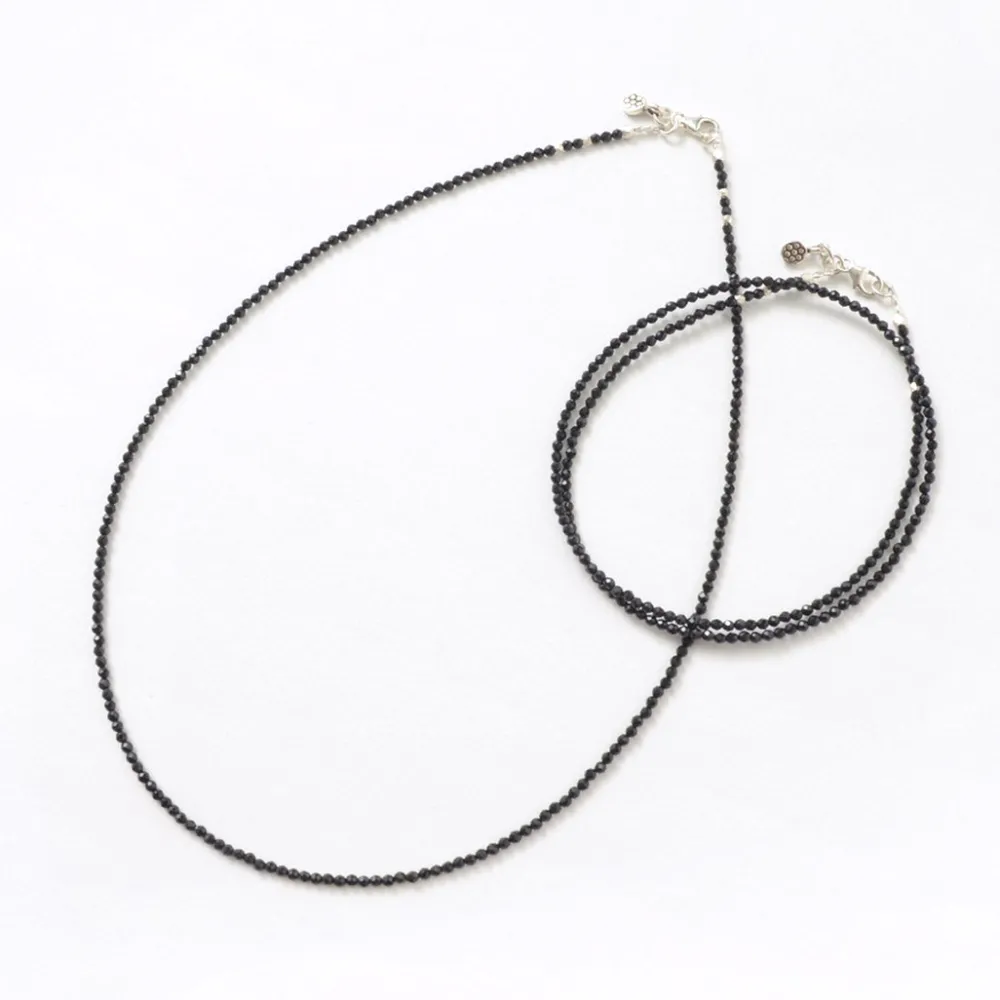 PHADUA Anklets^/ Onyx (2mm) cut bead necklace/anklet black