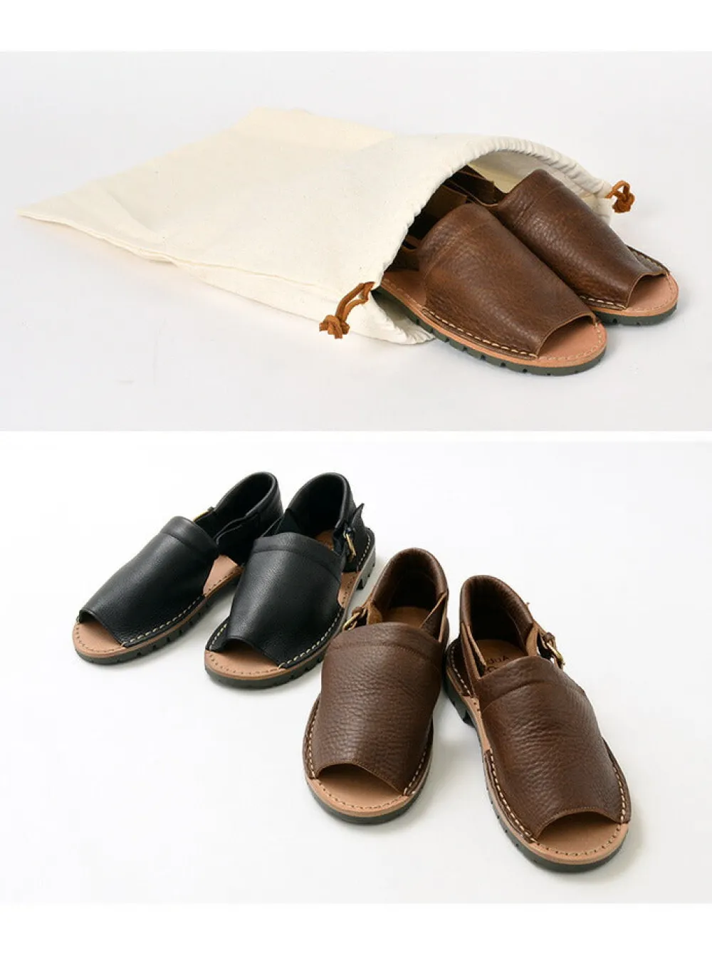 PHADUA Sandals^/ Open Toe Side Strap Leather Shoes