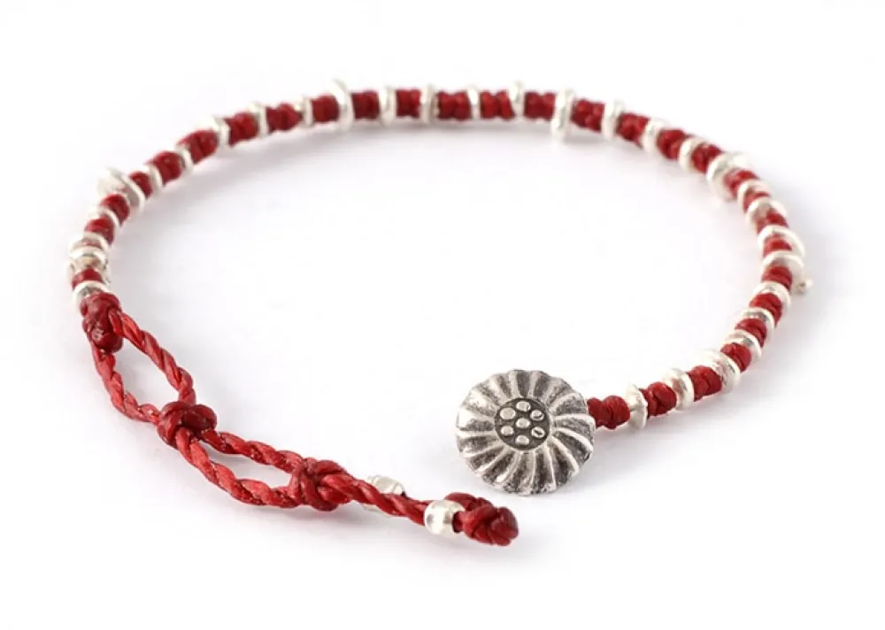 PHADUA Anklets^/ Pure drop silver waxed cord bracelet