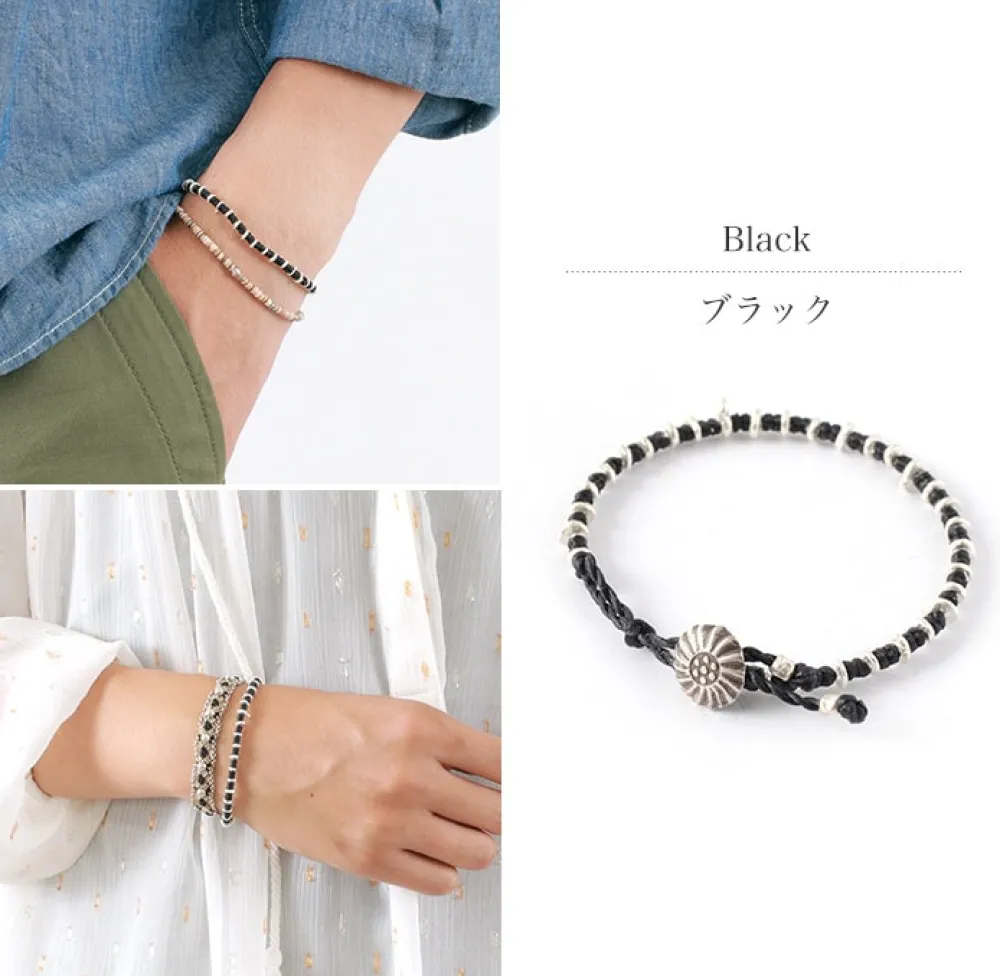 PHADUA Anklets^/ Pure drop silver waxed cord bracelet