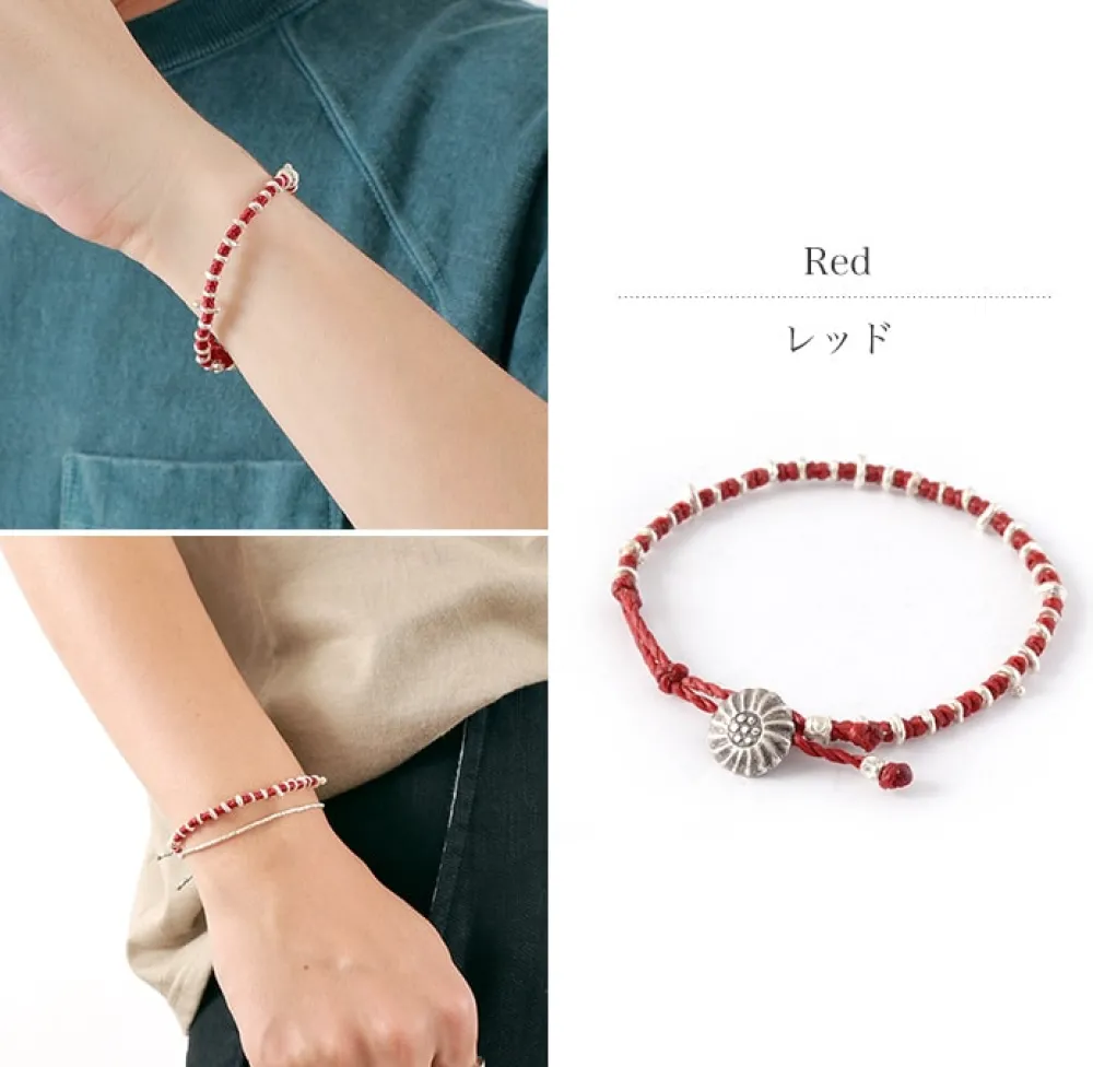 PHADUA Anklets^/ Pure drop silver waxed cord bracelet