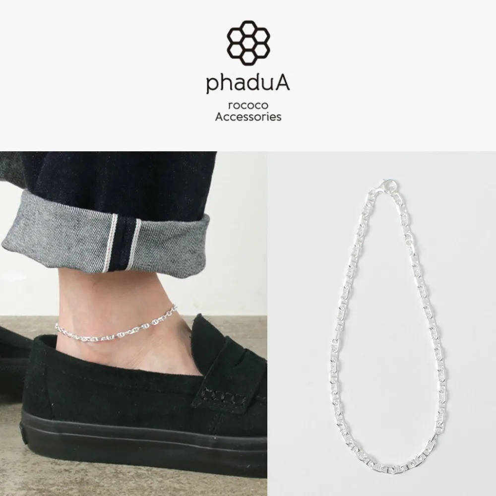 PHADUA Anklets^/ Semi solid anchor chain anklet 925 silver