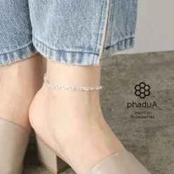 PHADUA Anklets^/ Semi solid anchor chain anklet 925 silver