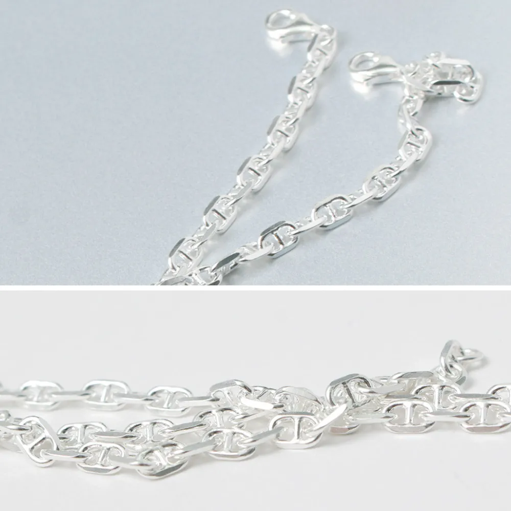 PHADUA Anklets^/ Semi solid anchor chain anklet 925 silver