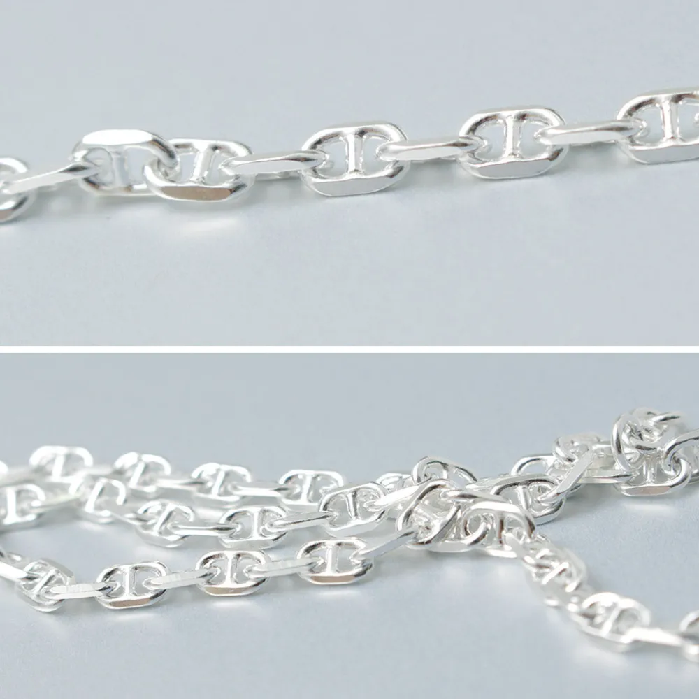PHADUA Anklets^/ Semi solid anchor chain anklet 925 silver