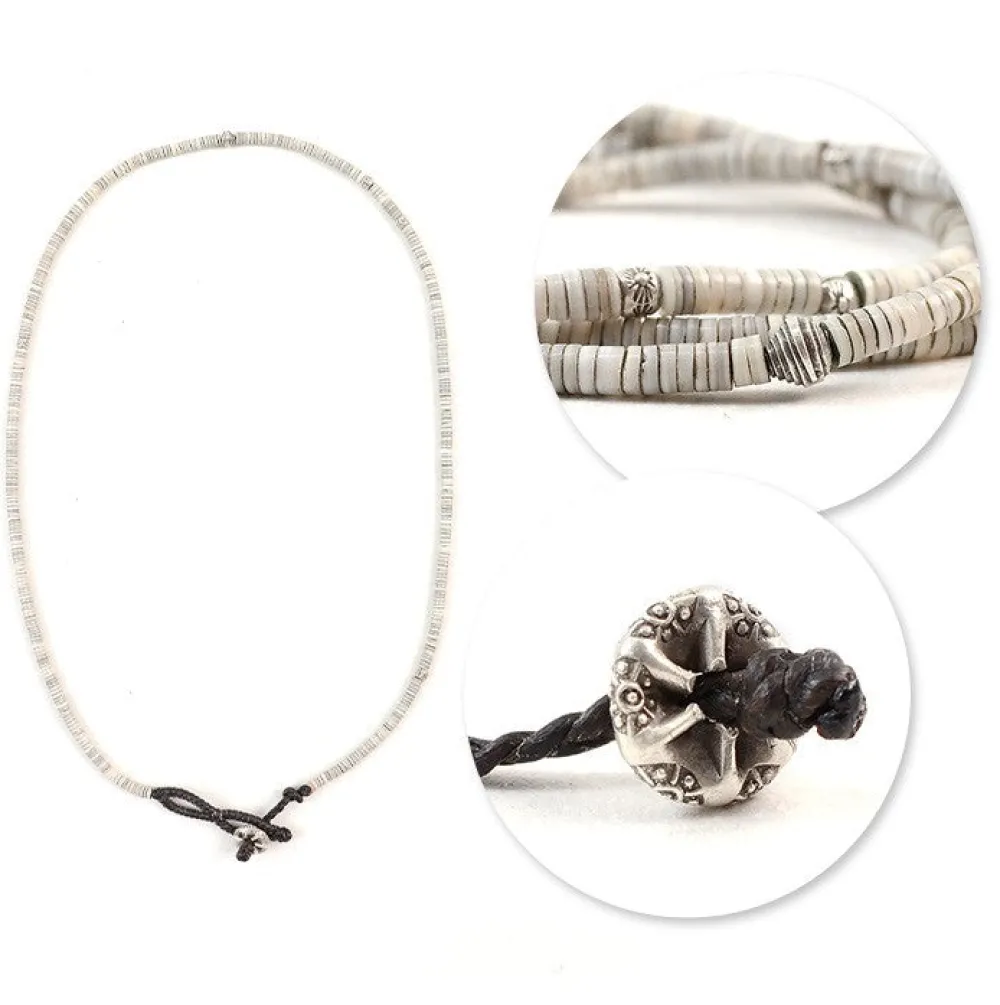 PHADUA Anklets^/ Shell Beads / Wax Cord Necklace / Bracelet / Anklet natural