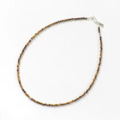 PHADUA Anklets^/ Tiger Eye 3mm Cut Bead Necklace yellow
