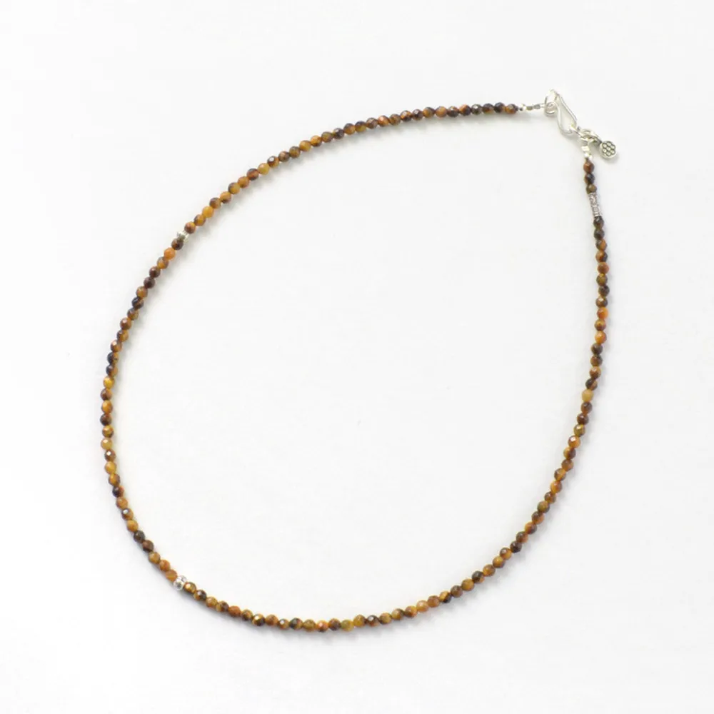 PHADUA Anklets^/ Tiger Eye 3mm Cut Bead Necklace yellow
