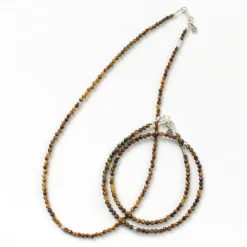 PHADUA Anklets^/ Tiger Eye 3mm Cut Bead Necklace yellow