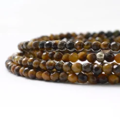 PHADUA Anklets^/ Tiger Eye 3mm Cut Bead Necklace yellow