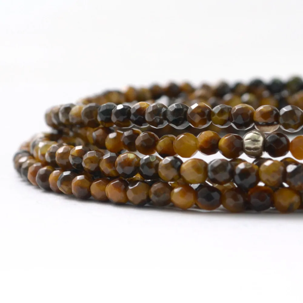 PHADUA Anklets^/ Tiger Eye 3mm Cut Bead Necklace yellow