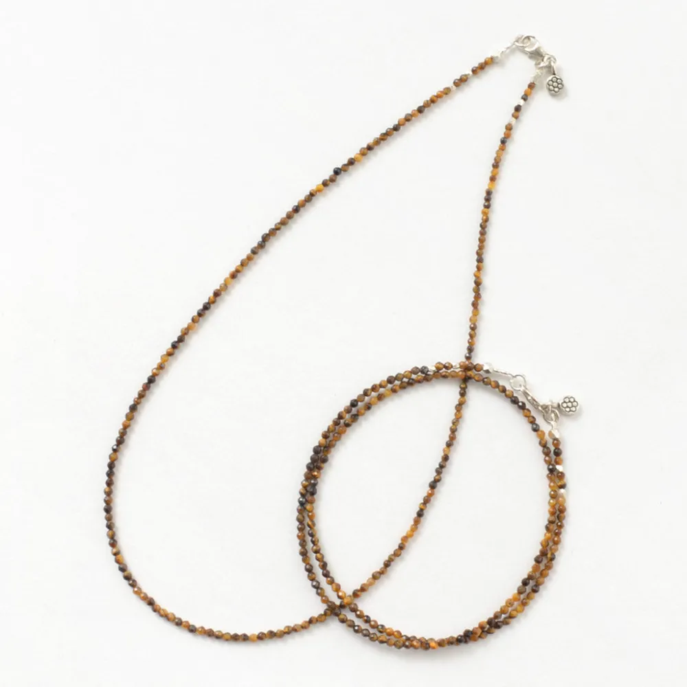 PHADUA Anklets^/ Tiger Eye (2mm) Cut Beads Necklace/Anklet yellow