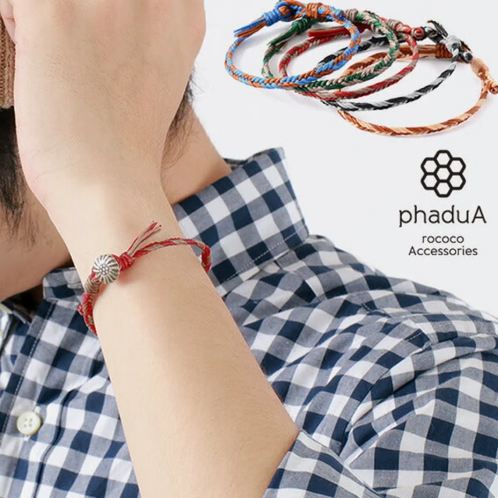 PHADUA Anklets^/ 2-Tone Wax Cord Concho Bracelet