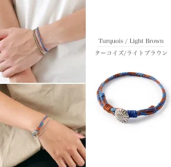 PHADUA Anklets^/ 2-Tone Wax Cord Concho Bracelet