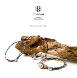 PHADUA Anklets^/ 2-Tone Wax Cord Concho Anklet