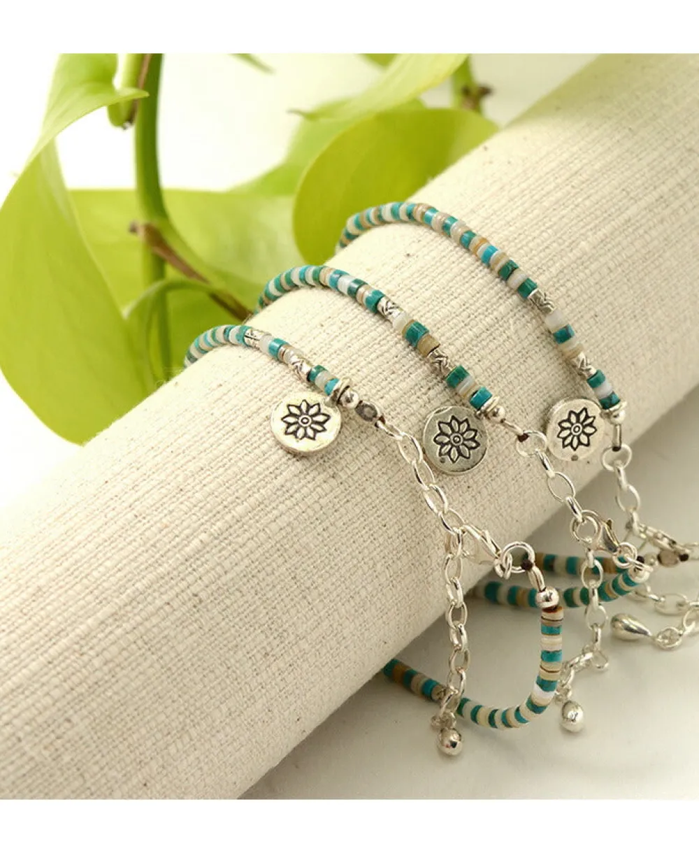 PHADUA Anklets^/ Turquoise and Shell Anklet blue