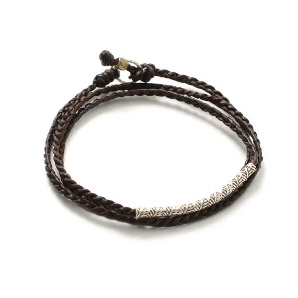 PHADUA Anklets^/ Wax Cord Karen Silver Tube Anklet / Bracelet / Necklace