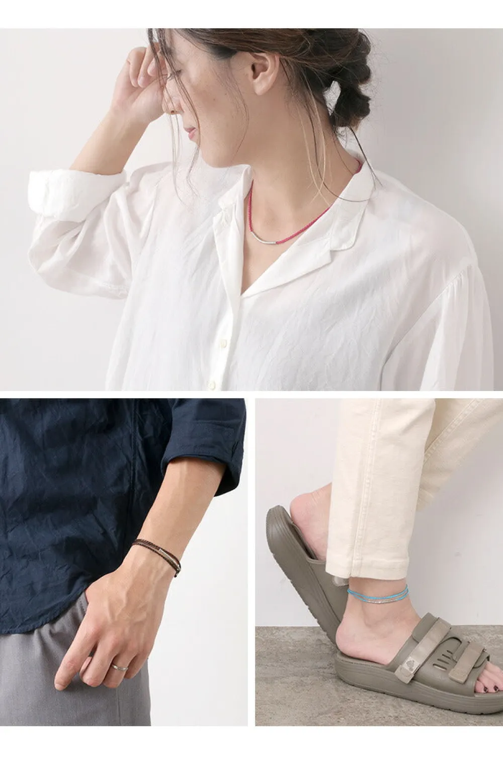 PHADUA Anklets^/ Wax Cord Karen Silver Tube Anklet / Bracelet / Necklace
