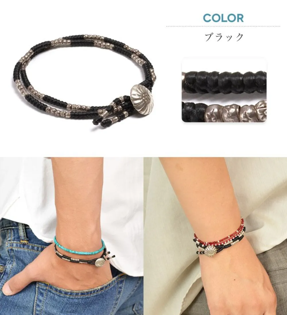 PHADUA Bracelets^/ Wax Cord Silver Concho Double-Strand Bracelet
