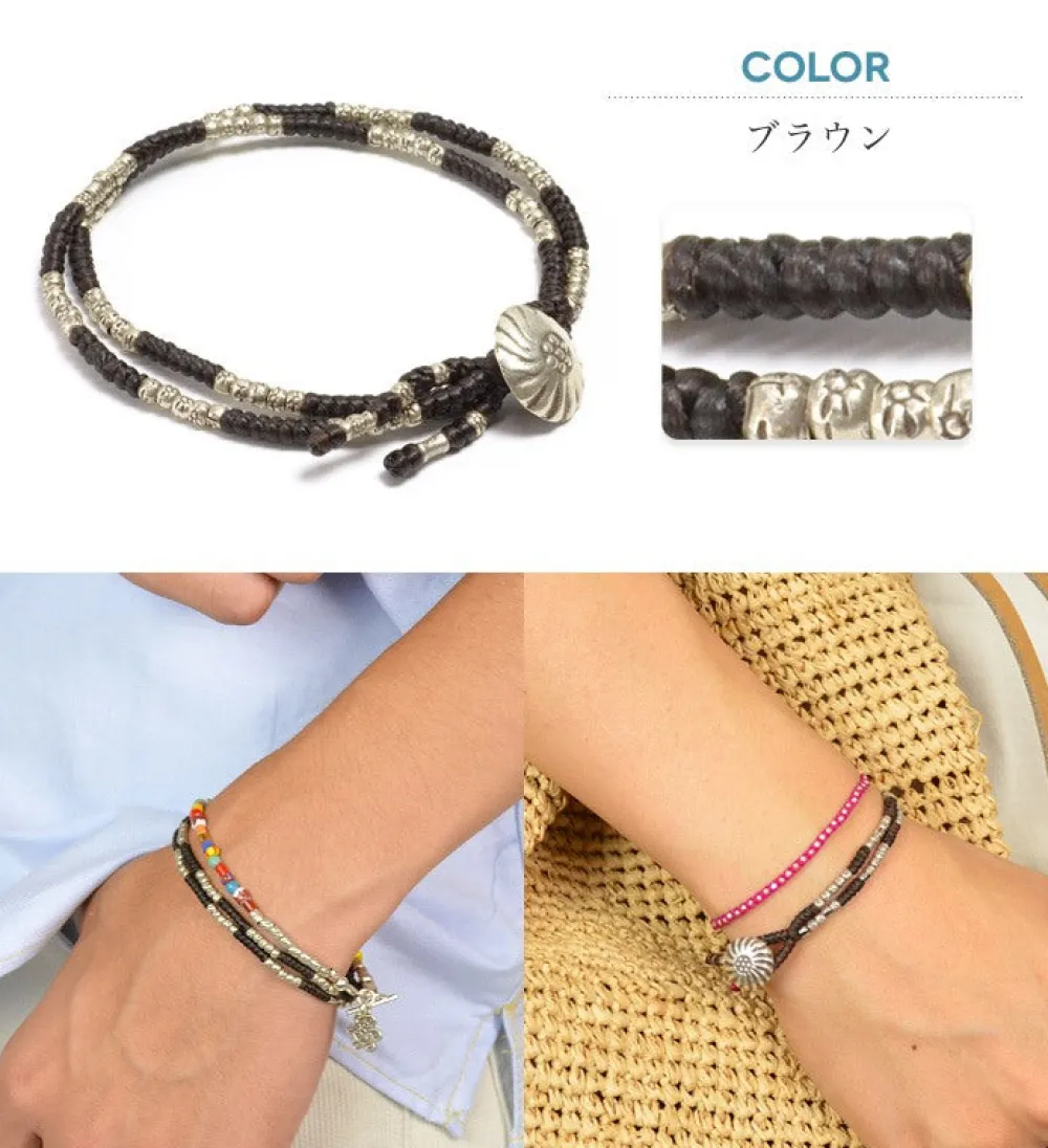 PHADUA Bracelets^/ Wax Cord Silver Concho Double-Strand Bracelet
