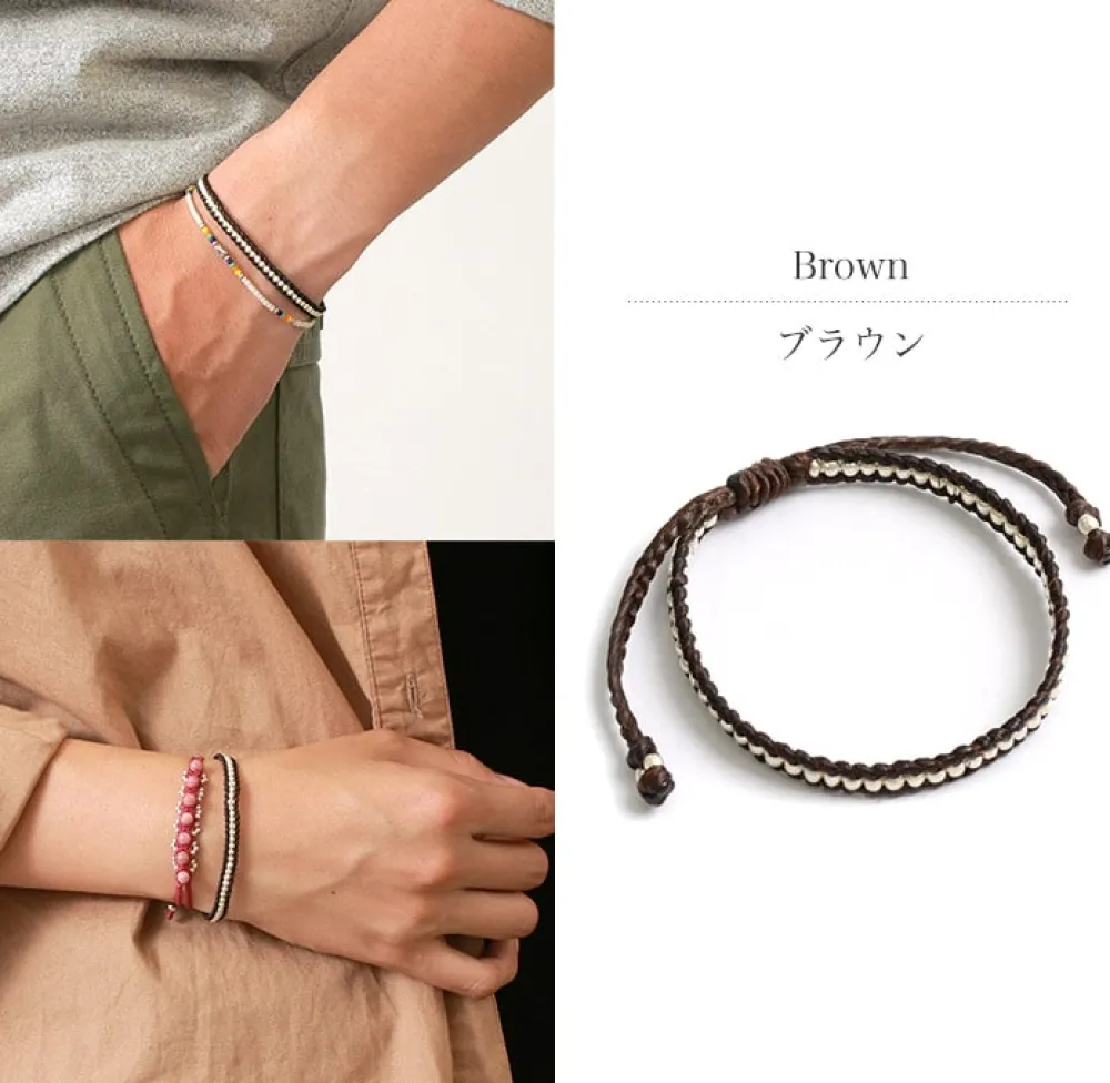 PHADUA Bracelets^/ Wax Cord Silver Series Bracelet