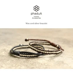 PHADUA Bracelets^/ Wax Cord Silver Series Bracelet