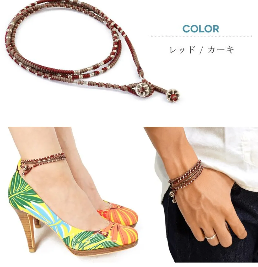 PHADUA Anklets^/ Wax Cord Silver Wrap Bracelet/Anklet