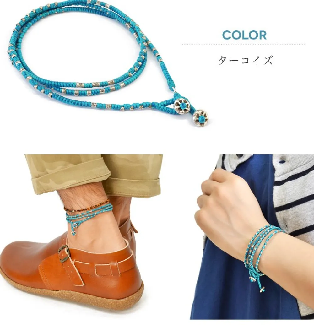 PHADUA Anklets^/ Wax Cord Silver Wrap Bracelet/Anklet