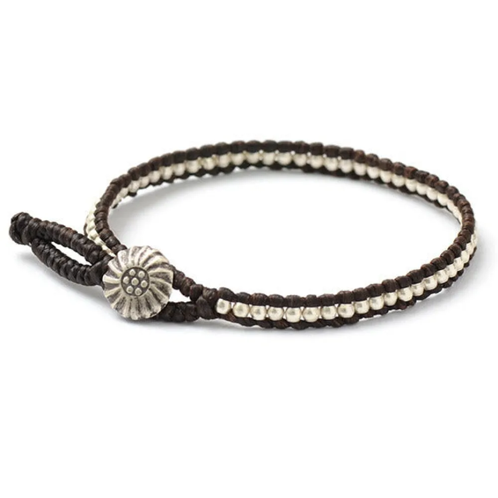 PHADUA Anklets^/ Waxed cord silver single strand concho bracelet