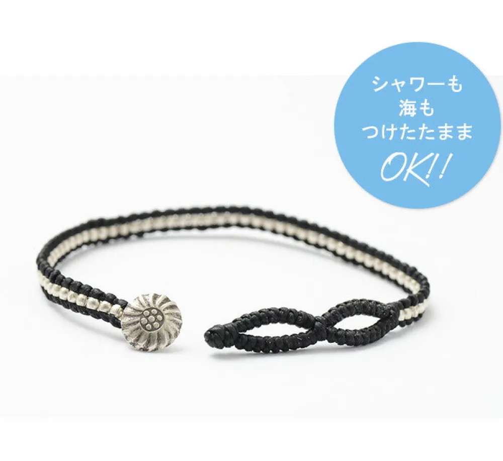 PHADUA Anklets^/ Waxed cord silver single strand concho bracelet