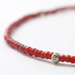 PHADUA Anklets^/ White Heart Antique Beads Necklace red