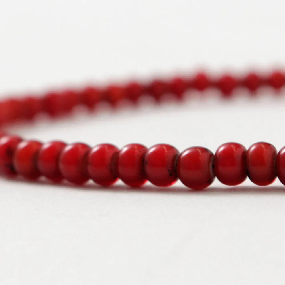 phaduA Anklets^/ White Heart Antique Glass Bead Necklace red