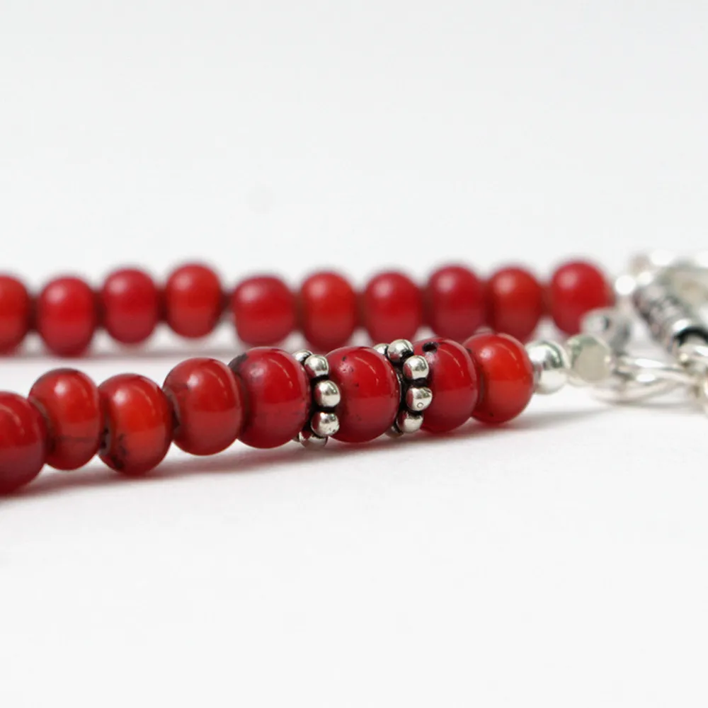 phaduA Anklets^/ White Heart Antique Glass Bead Necklace red