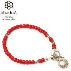 PHADUA Anklets^/ White Heart Bead Bracelet red