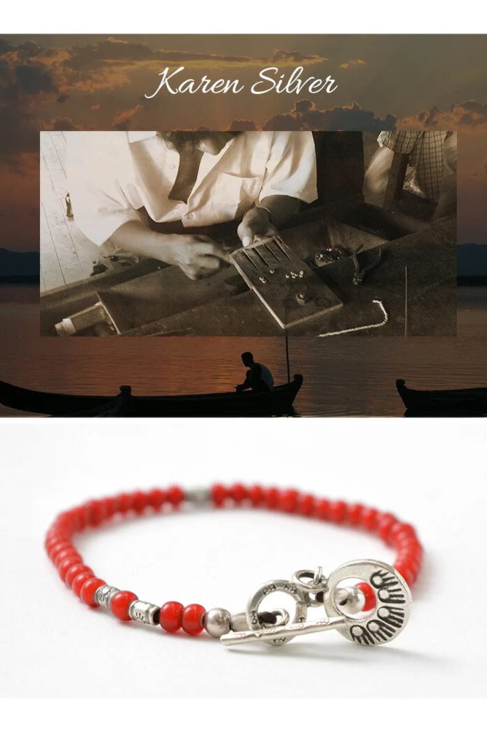 PHADUA Anklets^/ White Heart Bead Bracelet red