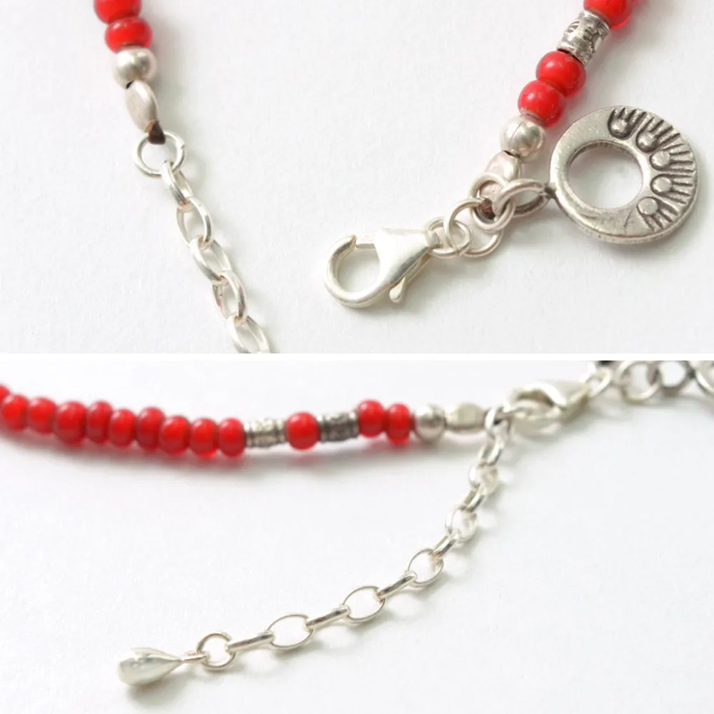 PHADUA Anklets^/ White Heart Beaded Anklet red
