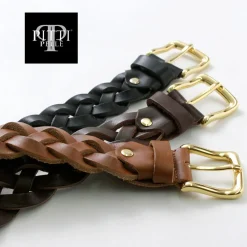 PITTI PELLE Belts^/ Mesh Leather Belt 35mm width 4mm thick