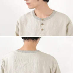 RE MADE IN TOKYO JAPAN T-Shirts^/ French Linen Henley Neck T-Shirt