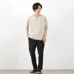 RE MADE IN TOKYO JAPAN T-Shirts^/ French Linen Henley Neck T-Shirt