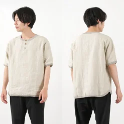 RE MADE IN TOKYO JAPAN T-Shirts^/ French Linen Henley Neck T-Shirt