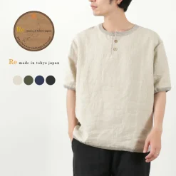 RE MADE IN TOKYO JAPAN T-Shirts^/ French Linen Henley Neck T-Shirt