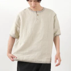 RE MADE IN TOKYO JAPAN T-Shirts^/ French Linen Henley Neck T-Shirt