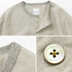 RE MADE IN TOKYO JAPAN T-Shirts^/ French Linen Henley Neck T-Shirt