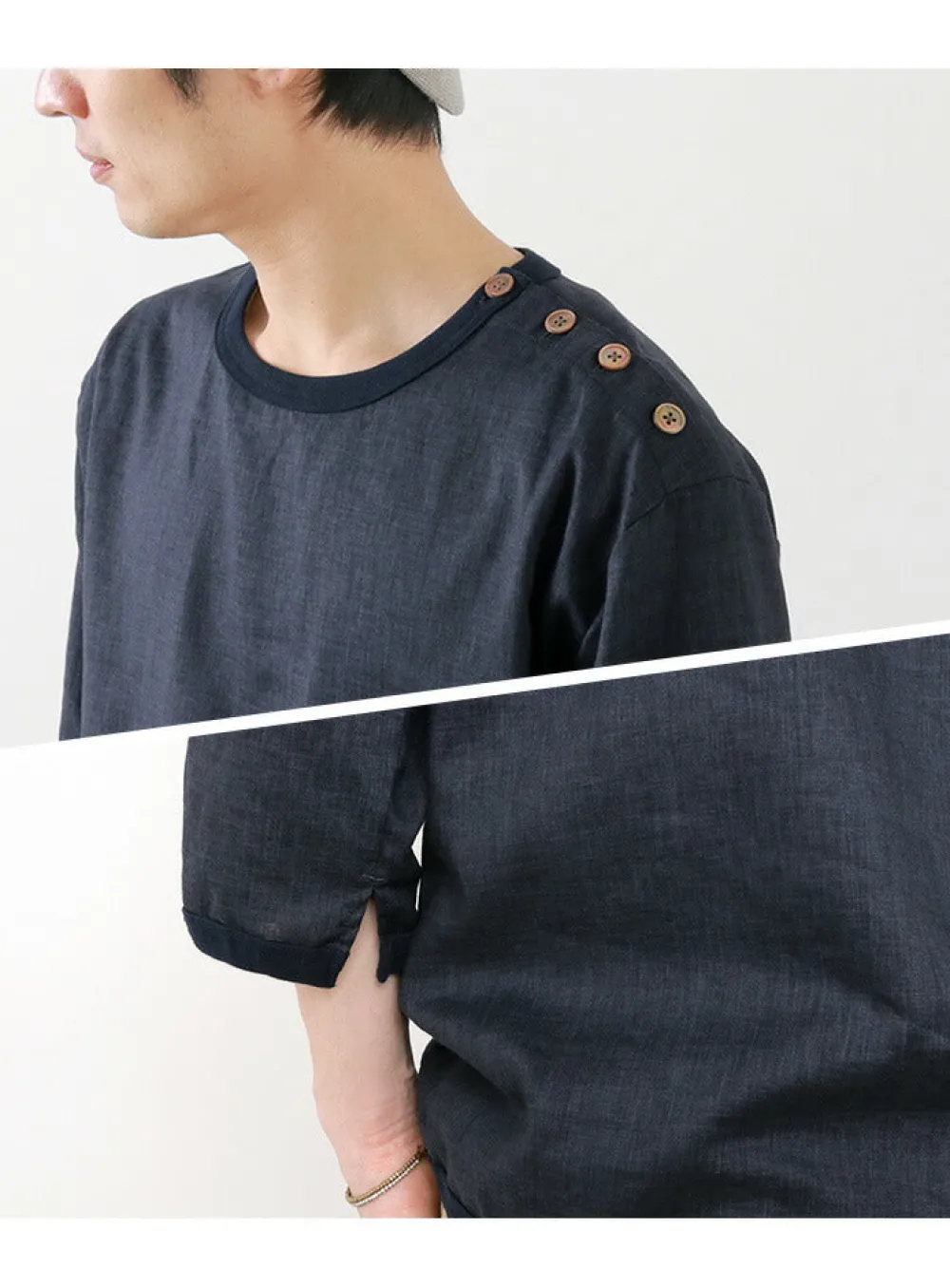 RE MADE IN TOKYO JAPAN Shirts^/ Linen Canvas Button Basque / 7 Minute Sleeve