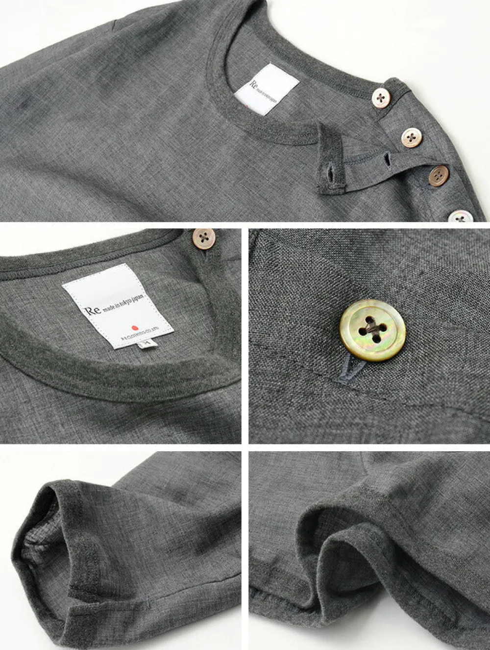 RE MADE IN TOKYO JAPAN Shirts^/ Linen Canvas Button Basque / 7 Minute Sleeve