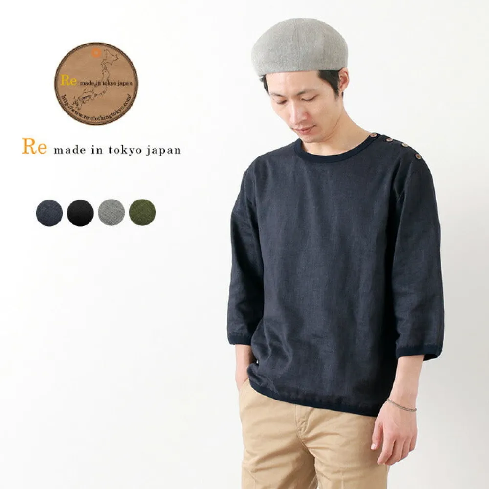 RE MADE IN TOKYO JAPAN Shirts^/ Linen Canvas Button Basque / 7 Minute Sleeve